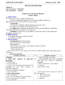 Giáo án Tiếng Anh 9 - Week 29 - Năm học 2023-2024