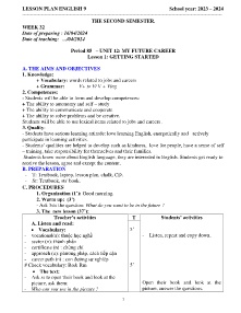 Giáo án Tiếng Anh 9 - Week 32 - Năm học 2023-2024