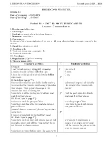 Giáo án Tiếng Anh 9 - Week 33 - Năm học 2023-2024