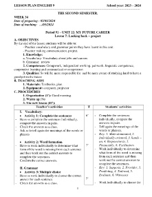 Giáo án Tiếng Anh 9 - Week 34 - Năm học 2023-2024