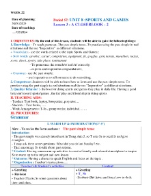 Giáo án Tiếng Anh Lớp 6 - Week 22 - Năm học 2023-2024