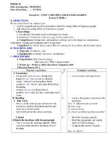 Giáo án Tiếng Anh Lớp 9 - Week 19 - Năm học 2023-2024