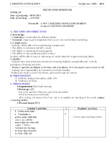 Giáo án Tiếng Anh Lớp 9 - Week 20 - Năm học 2023-2024