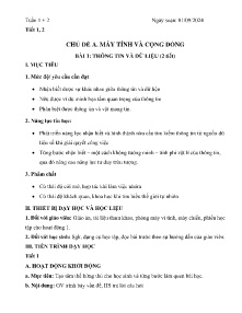 Giáo án Tin học 6 - Chủ đề A: Máy tính và cộng đồng - Bài 1: Thông tin và dữ liệu - Năm học 2024-2025