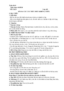 Giáo án Tin học 6 (Kết nối tri thức) - Tiết 28+29, Bài 16: Các cấu trúc điều khiển - Năm học 2023-2024