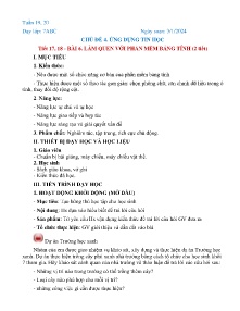 Giáo án Tin học 7 - Tiết 17+18, Bài 6: Làm quen với phần mềm bảng tính - Năm học 2023-2024