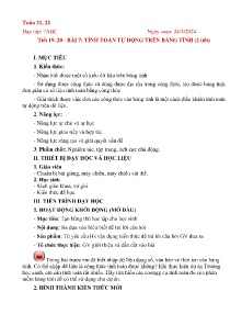 Giáo án Tin học 7 - Tiết 19+20, Bài 7: Tính toán tự động trên bảng tính - Năm học 2023-2024