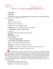 Giáo án Tin học 7 - Tiết 20+21, Bài 8: Công cụ hỗ trợ tính toán - Năm học 2023-2024