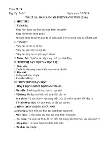 Giáo án Tin học 7 - Tiết 25+26, Bài 10: Hoàn thiện bảng tính - Năm học 2023-2024