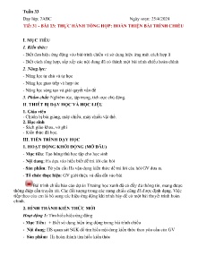 Giáo án Tin học 7 - Tiết 31, Bài 13: Thực hành tổng hợp Hoàn thiện bài trình chiếu - Năm học 2023-2024