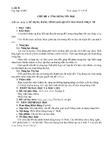 Giáo án Tin học 8 - Tiết 18, Bài 5: Sử dụng bảng tính giải quyết bài toán thục tế - Năm học 2023-2024