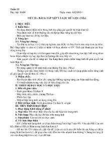 Giáo án Tin học 8 - Tiết 21, Bài 6: Sắp xếp và lọc dữ liệu - Năm học 2023-2024