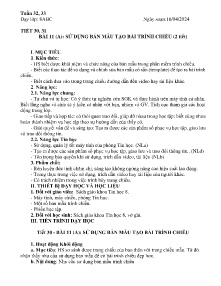 Giáo án Tin học 8 - Tiết 30+31, Bài 11 (A): Sử dụng bản mẫu tạo bài trình chiếu - Năm học 2023-2024
