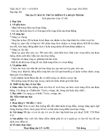 Giáo án Toán 6 - Tiết 26+27, Bài 35: Trung điểm của đoạn thẳng - Năm học 2023-2024