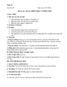 Giáo án Toán 6 - Tiết 49+50, Bài 26: Phép nhân và phép chia - Năm học 2023-2024