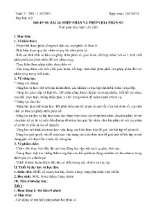 Giáo án Toán 6 - Tiết 49+50, Bài 26: Phép nhân và phép chia phân số - Năm học 2023-2024