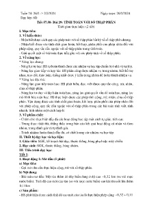 Giáo án Toán 6 - Tiết 57+58, Bài 29: Tính toán với số thập phân - Năm học 2023-2024