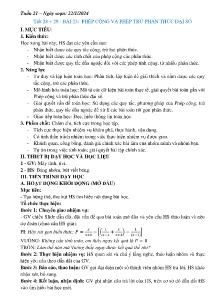 Giáo án Toán 8 - Tiết 28+29, Bài 23: Phép cộng và phép trừ phân thức đại số - Năm học 2023-2024