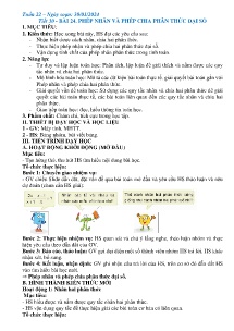 Giáo án Toán 8 - Tiết 30, Bài 24: Phép nhân và phép chia phân thức đại số - Năm học 2023-2024