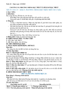 Giáo án Toán 8 - Tiết 35-37, Bài 25: Phương trình bậc nhất 1 ẩn - Năm học 2023-2024