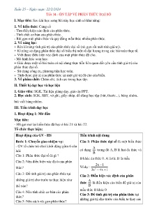 Giáo án Toán 8 - Tuần 25, Tiết 34: Ôn tập về phân thức đại số - Năm học 2023-2024