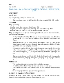 Giáo án Toán Lớp 8 - Tiết 38-40, Bài 26: Giải bài toán bằng cách lập phương trình - Năm học 2023-2024