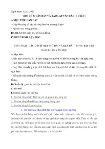 Giáo án Tự chọn Ngữ văn 9 - Chủ đề 8: Văn bản và tạo lập văn bản - Năm học 2023-2024