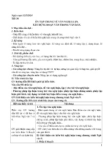 Giáo án Tự chọn Ngữ văn 9 - Tiết 34: Ôn tập chung về văn nghị luận xây dựng đoạn văn trong văn bản - Năm học 2023-2024