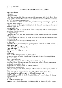 Giáo án Tự chọn Ngữ văn Lớp 9 - Chủ đề 9: Các thành phần câu - Năm học 2023-2024