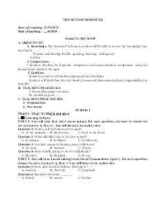 Giáo án Tự chọn Tiếng Anh 9 - Period 33: Revision - Năm học 2023-2024