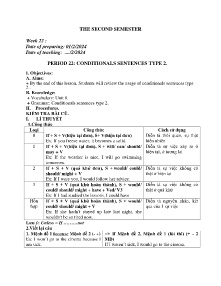 Giáo án Tự chọn Tiếng Anh 9 - Week 22, Period 22: Conditionals sentences type 2 - Năm học 2023-2024