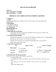 Giáo án Tự chọn Tiếng Anh 9 - Week 25, Period 25: Past simple and past perfect - Năm học 2023-2024