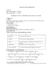 Giáo án Tự chọn Tiếng Anh 9 - Week 29, Period 29: Non. Defining relative clauses - Năm học 2023-2024