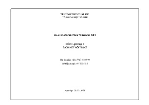 Phân phối chương trình chi tiết Lịch sử 6 (Kết nối tri thức) - Năm học 2024-2025 - Ngô Văn Sơn