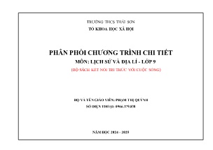 Phân phối chương trình chi tiết Lịch sử 9 (Kết nối tri thức) - Năm học 2024-2025 - Phạm Thị Quỳnh