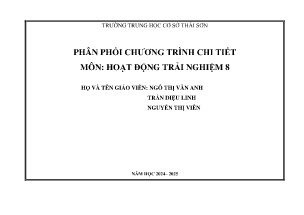 Phân phối chương trình chi tiết môn Hoạt động trải nghiệm Lớp 8 - Năm học 2024-2025 - Trường THCS Thái Sơn