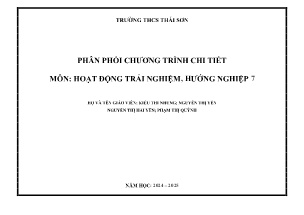 Phân phối chương trình chi tiết môn Hoạt động trải nghiệm Lớp 7 - Năm học 2024-2025 - Trường THCS Thái Sơn