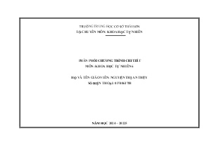 Phân phối chương trình chi tiết môn Khoa học tự nhiên Lớp 6 - Năm học 2024-2025 - Nguyễn Thị An Thủy
