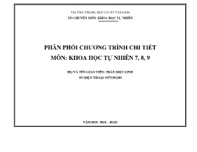 Phân phối chương trình chi tiết môn Khoa học tự nhiên Lớp 7+8+9 - Năm học 2024-2025 - Trần Diệu Linh
