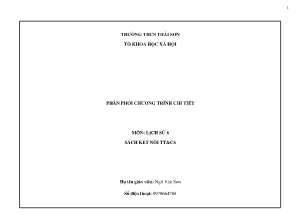 Phân phối chương trình chi tiết môn Lịch sử 6 (Kết nối tri thức) - Năm học 2024-2025 - Ngô Văn Sơn