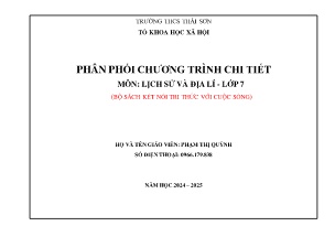 Phân phối chương trình chi tiết môn Lịch sử và Địa lí 7 (Kết nối tri thức) - Năm học 2024-2025 - Phạm Thị Quỳnh