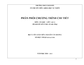 Phân phối chương trình chi tiết Tin học 7 (Kết nối tri thức) - Năm học 2024-2025 - Nguyễn Văn Dương